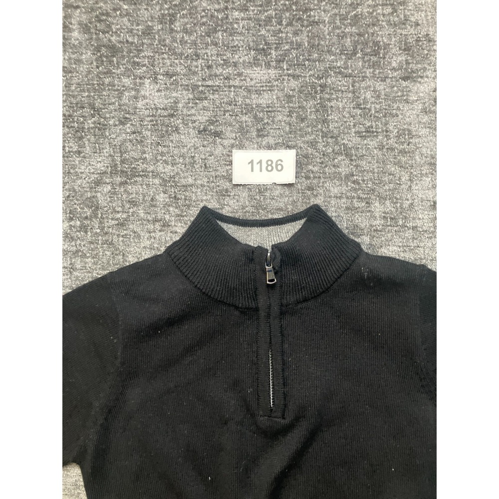 RuggedButts Quarter Zip Sweater Toddler Boys 4T Black Cotton Knitted Pullover - Picture 10 of 11